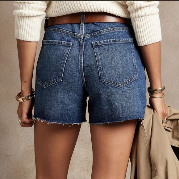 BR 27 Premium Denim Girlfriend Stretch Sie Frayed Hem Distressed Shorts - Picture 2 of 16